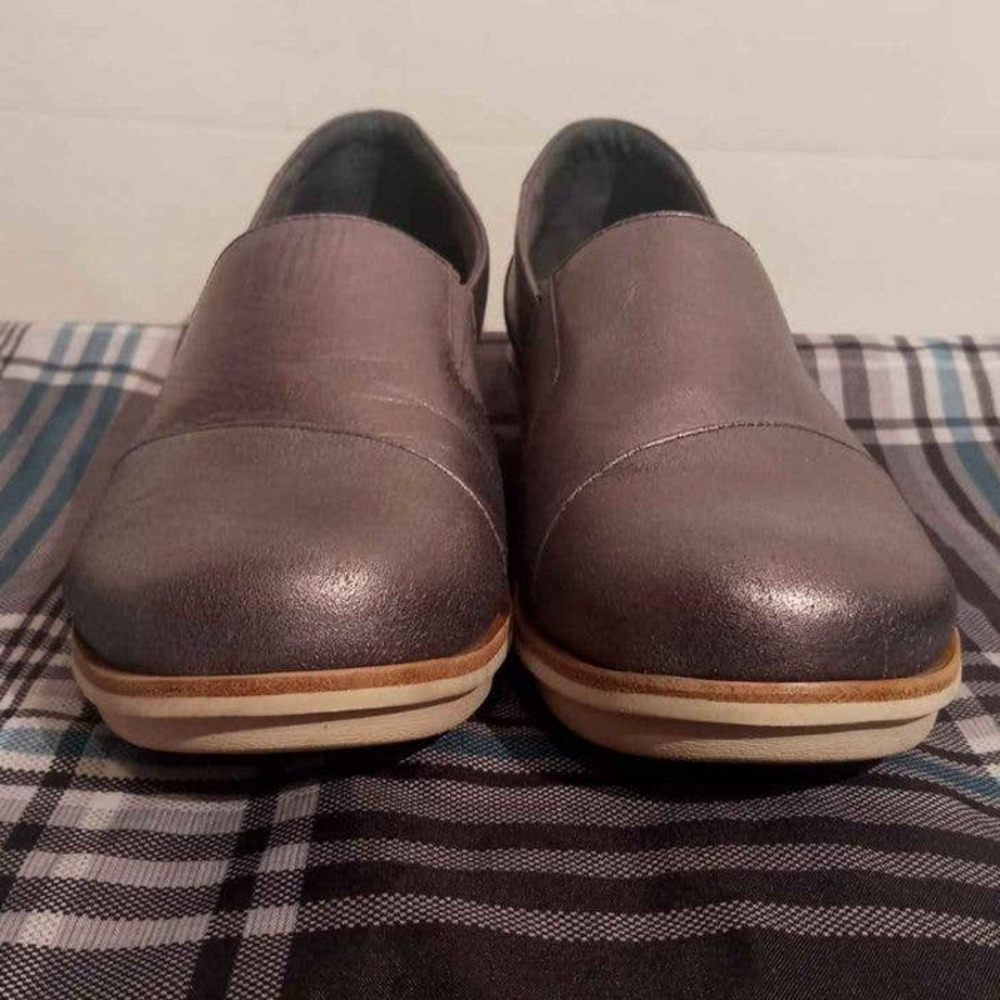 Dansko Charcoal Gray Leather Slip-On Loafers - Picture 2 of 9